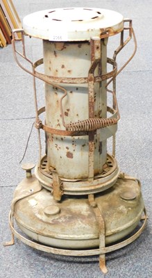 Lot 2066 - An enamel finished paraffin heater, on stand.