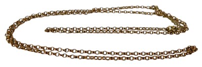 Lot 59 - A belcher link chain, on a bolt ring clasp,...