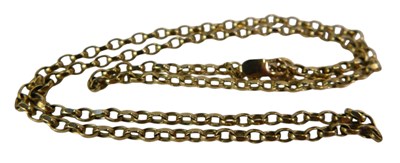 Lot 60 - A belcher link neck chain, yellow metal,...