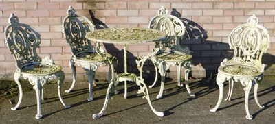 Lot 1592 - A white painted aluminium garden table, with...