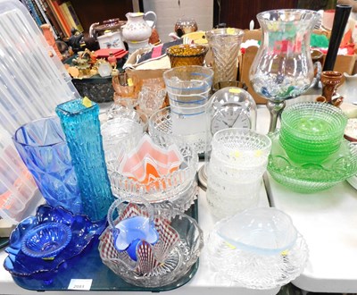 Lot 2081 - Glassware, including coloured glass, blue,...
