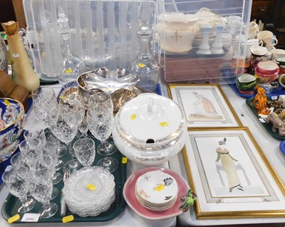 Lot 2092 - Glassware, including cut glass drinking...