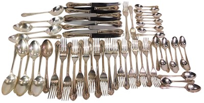 Lot 393 - A part suite of EPNS cutlery, each with a...