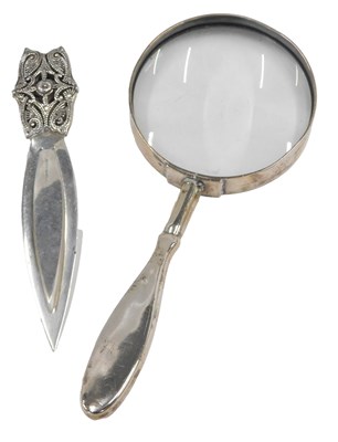 Lot 428 - A silver and marcasite ornate bookmark, and a...
