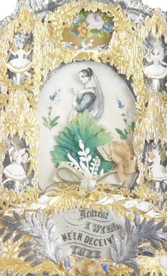 Lot 573 - A 19thC collage, decorated with fairies,...