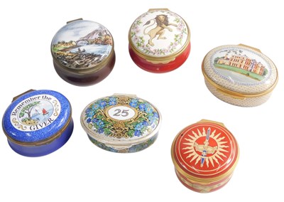 Lot 585 - Six enamel boxes and covers, to include...
