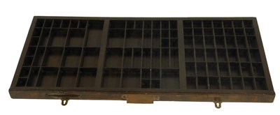 Lot 492 - A multi division oak printer's tray, 83.5cm wide.