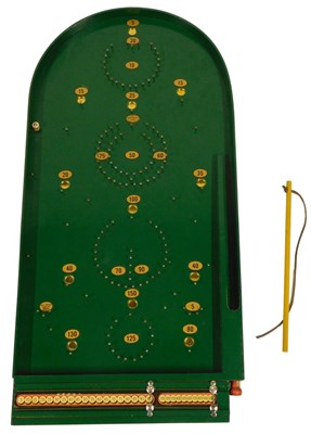 Lot 496 - A Chad Valley bagatelle board, painted green,...