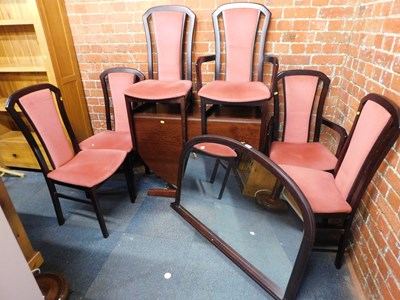 Lot 1016 - Six Sakol dining chairs, with red velour...