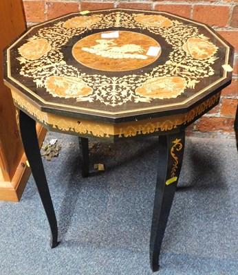 Lot 1020 - An Italian inlaid musical work table.