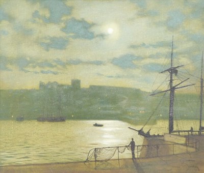 Lot 608 - James Brereton (b.1954). Whitby Moonlight, oil...