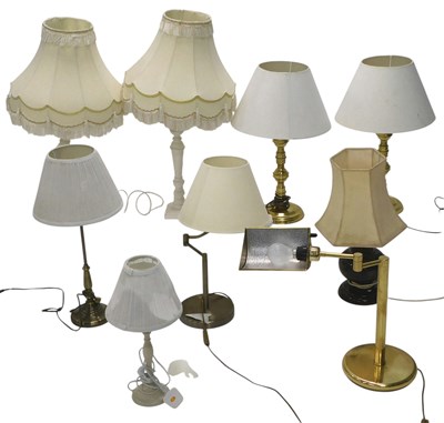 Lot 782 - A quantity of table lamps, to include brass,...