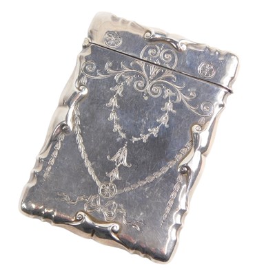 Lot 819 - An Edward VII silver card case, engraved with...