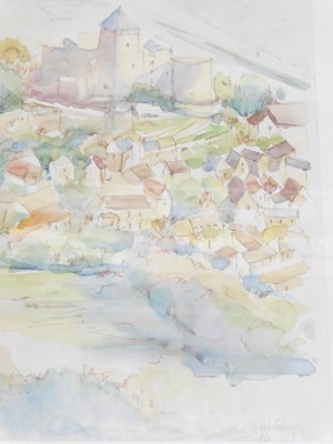 Lot 783 - 20thC Continental School. Rural hillside town,...
