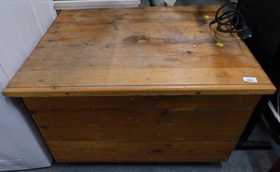 Lot 2604 - A pine blanket chest, with two drawers to the...