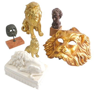 Lot 770 - A 20thC bronze venetian style mask, on a...