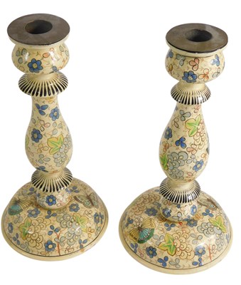 Lot 801 - A pair of painted Indian Kashmir...