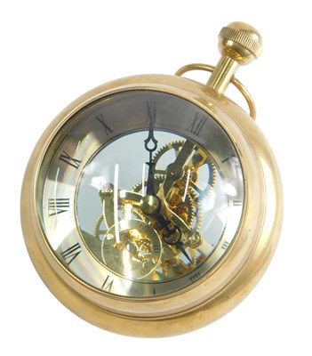 Lot 803 - A large over-sized brass pocket watch, with...