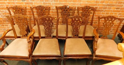 Lot 1006 - Eight late 20thC Chippendale style mahogany...