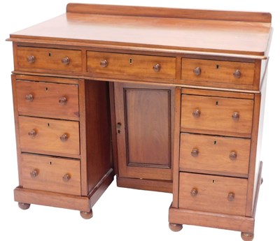 Lot 1153 - A Victorian mahogany pedestal desk, with an...