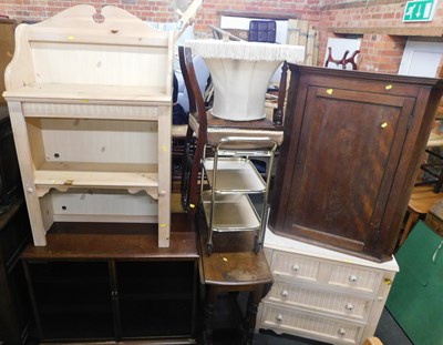 Lot 1045 - An oak corner unit, a lamp shade, a chest of...