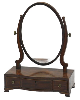 Lot 850 - A 19thC mahogany dressing mirror, the oval...