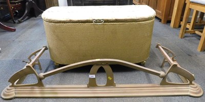 Lot 1055 - An Art Nouveau style brass fire fender, and a...