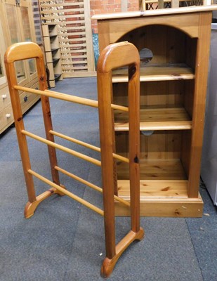 Lot 1065 - A pine towel rail, and a small three-tier...