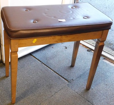 Lot 1067 - A stool, with leather seat rectangular in form,...