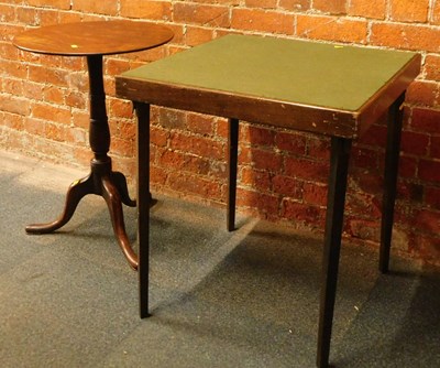 Lot 1056 - A folding card table, with green baize top,...
