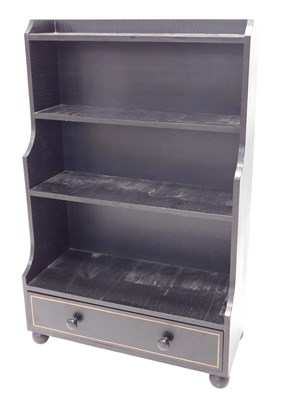 Lot 877 - A black and gilt painted waterfall bookcase,...