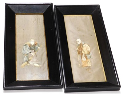Lot 28 - A pair of 19thC Chinese silk pictures, of an...