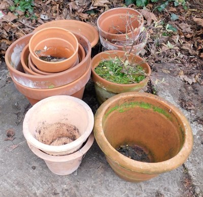 Lot 398 - A quantity of terracotta garden pots, various...
