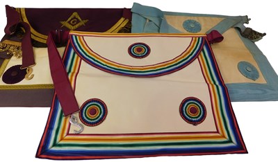 Lot 524 - A Masonic regalia apron and sash, with a...