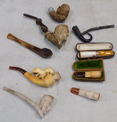 Lot 2115 - Six pipes, including Meerschaum example, and...