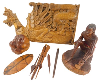 Lot 508 - A group of hardwood carvings, comprising...
