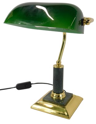 Lot 512 - A 20thC brass desk lamp, with a green shade,...
