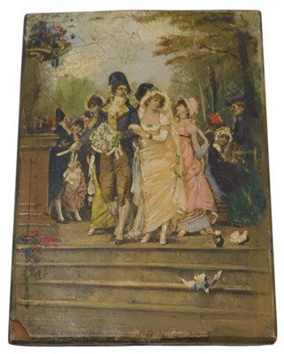 Lot 752 - 19thC French School. Wedding scene, oil on...