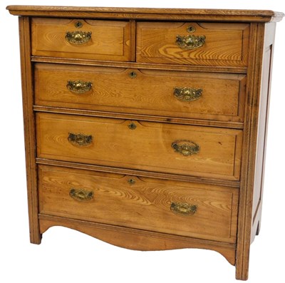 Lot 555 - A Victorian ash chest, the top with a moulded...