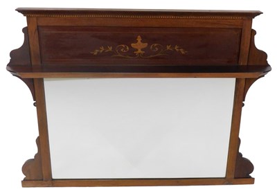 Lot 723 - An Edwardian mahogany and inlaid overmantel...