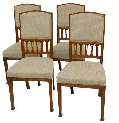 Lot 528 - A set of four early 20thC oak dining chairs,...