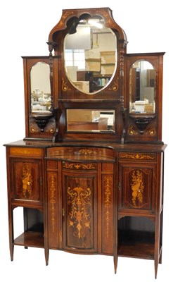 Lot 40 - A Victorian rosewood and marquetry mirror back...