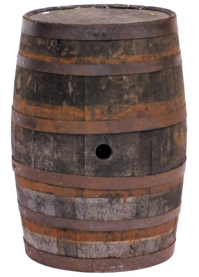 Lot 42 - An oak whisky or beer coopered barrel, 90cm...