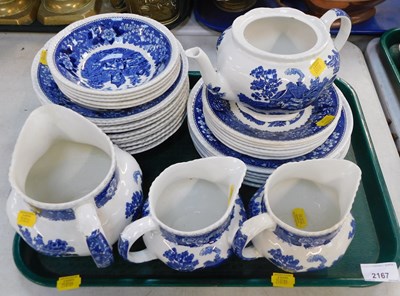 Lot 2167 - An Adams part dinner service, blue and white,...