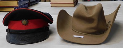 Lot 2158 - A fireman's peaked hat, and an Anzac style hat.