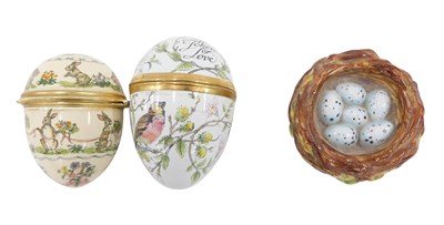 Lot 582 - A Halcyon Days enamel Nest of Song Thrush...