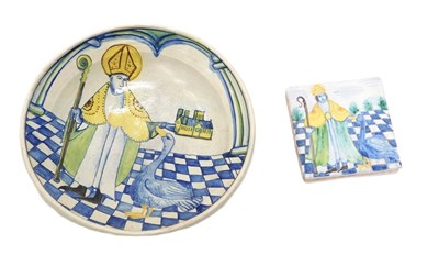 Lot 757 - A studio pottery shallow dish, decorated with...