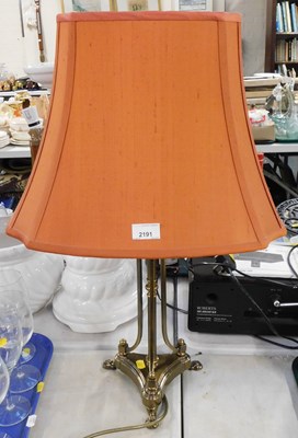 Lot 2191 - A table lamp, with an oak coloured shade,...