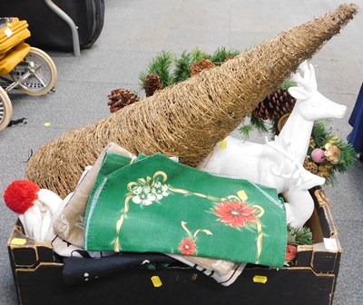 Lot 2213 - Christmas decorations, including two stag...