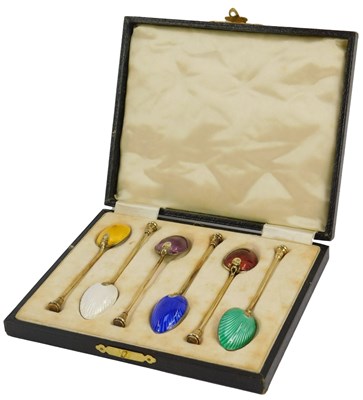 Lot 292 - A set of six George V silver gilt and...